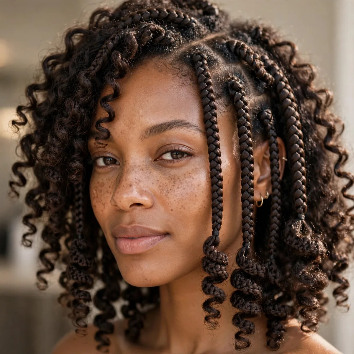 Crochet braids with curly texture
