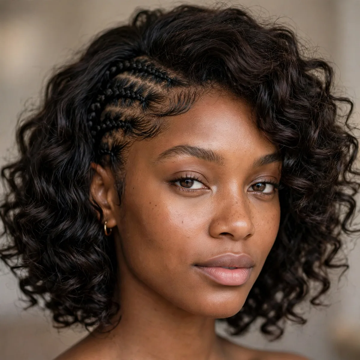 Wig worn over braided natural hair