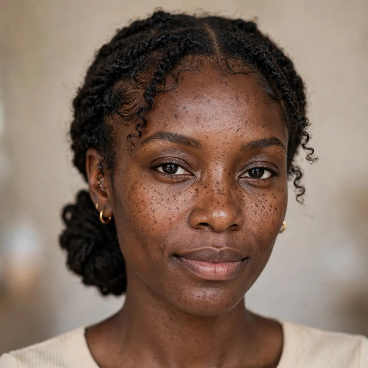 Low bun protective style on natural hair