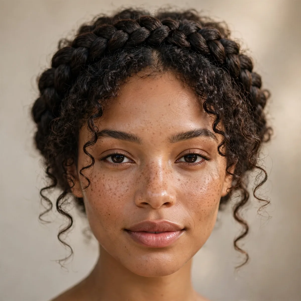 Halo braid crown on natural hair