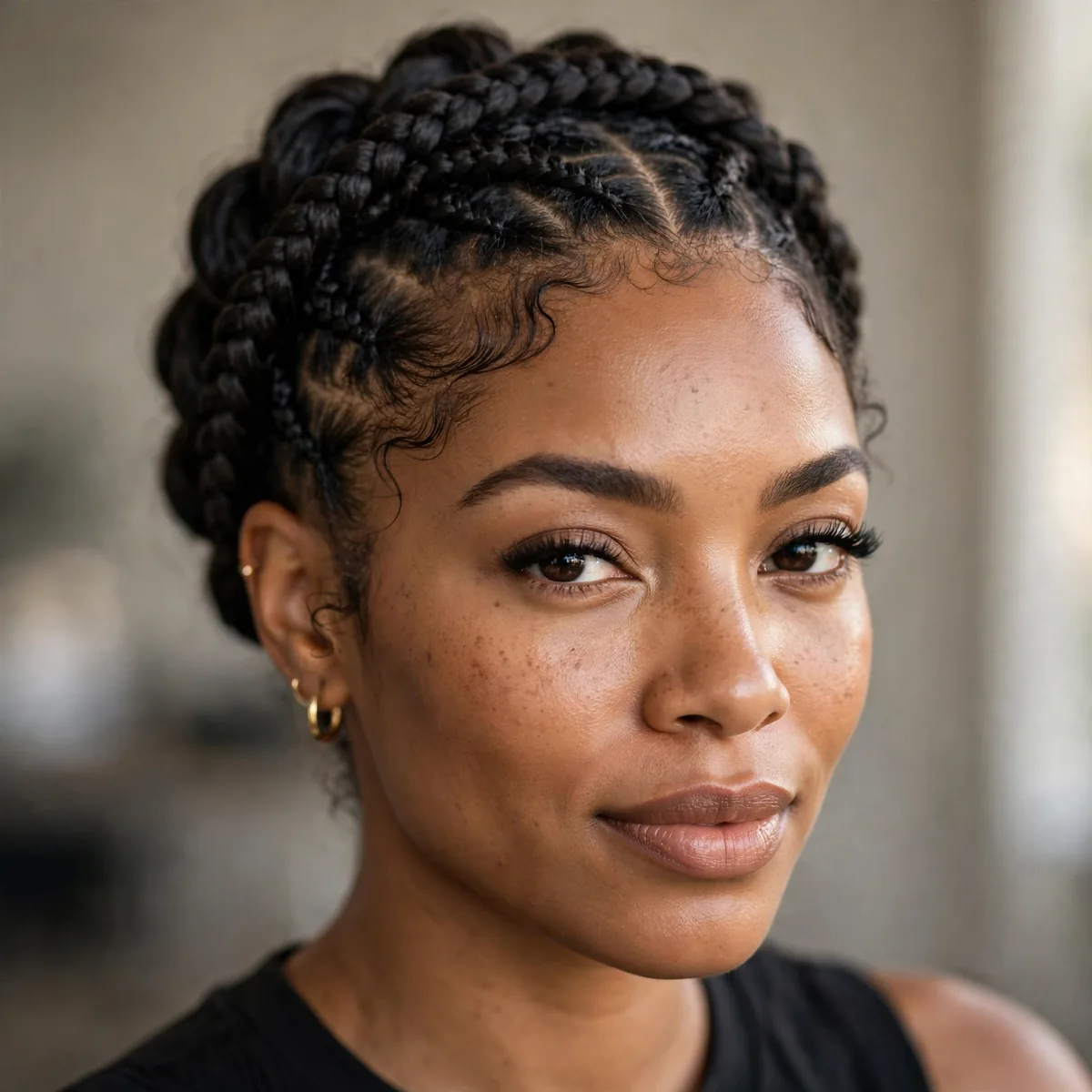 Braided crown updo protective style