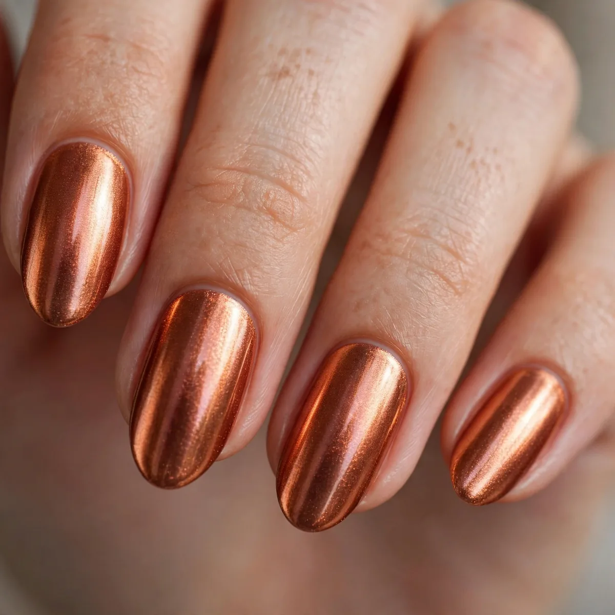 Copper chrome pumpkin spice nails
