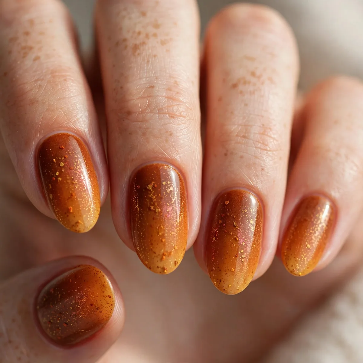 Spiced ombre pumpkin nail design