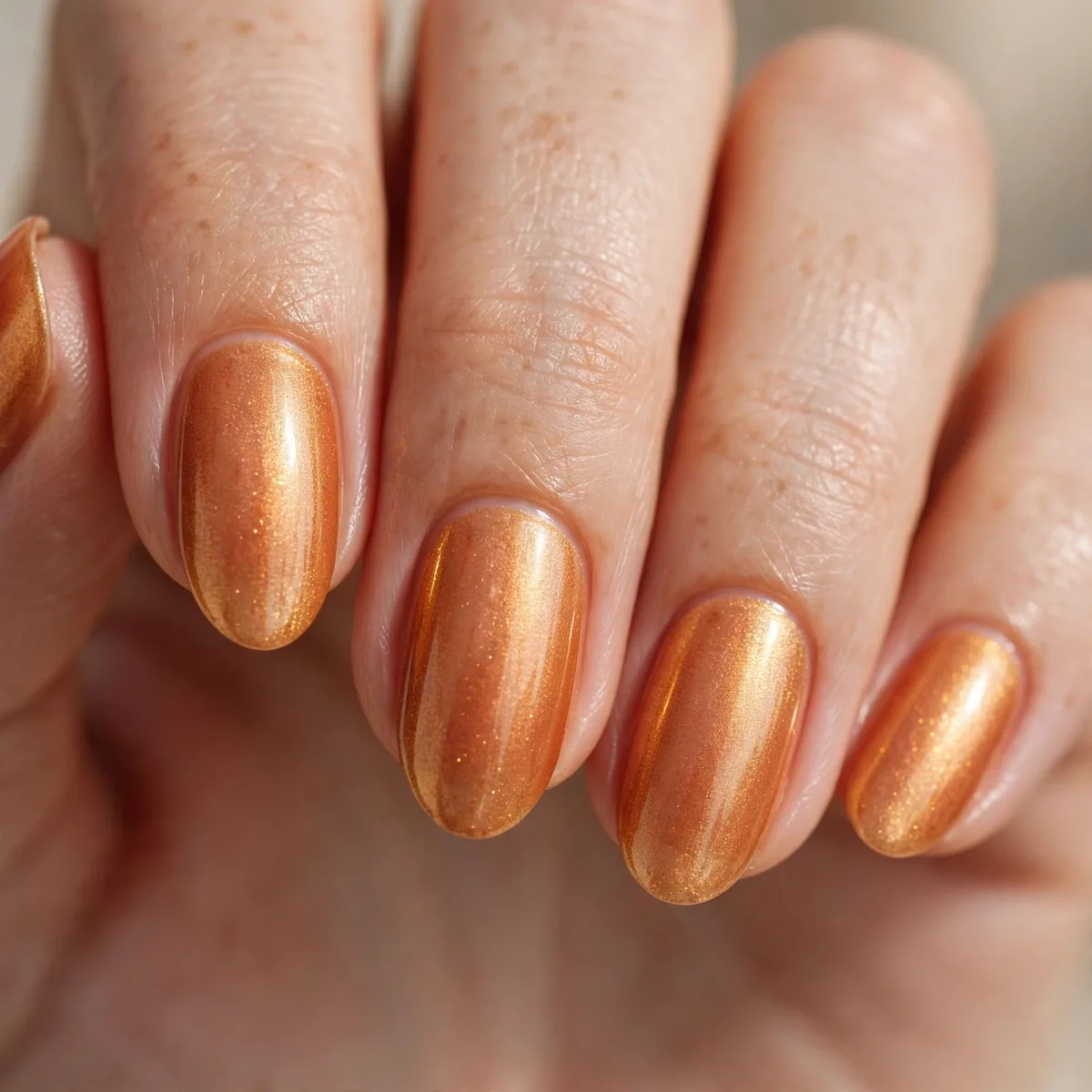 Ginger toned glowing spice nails