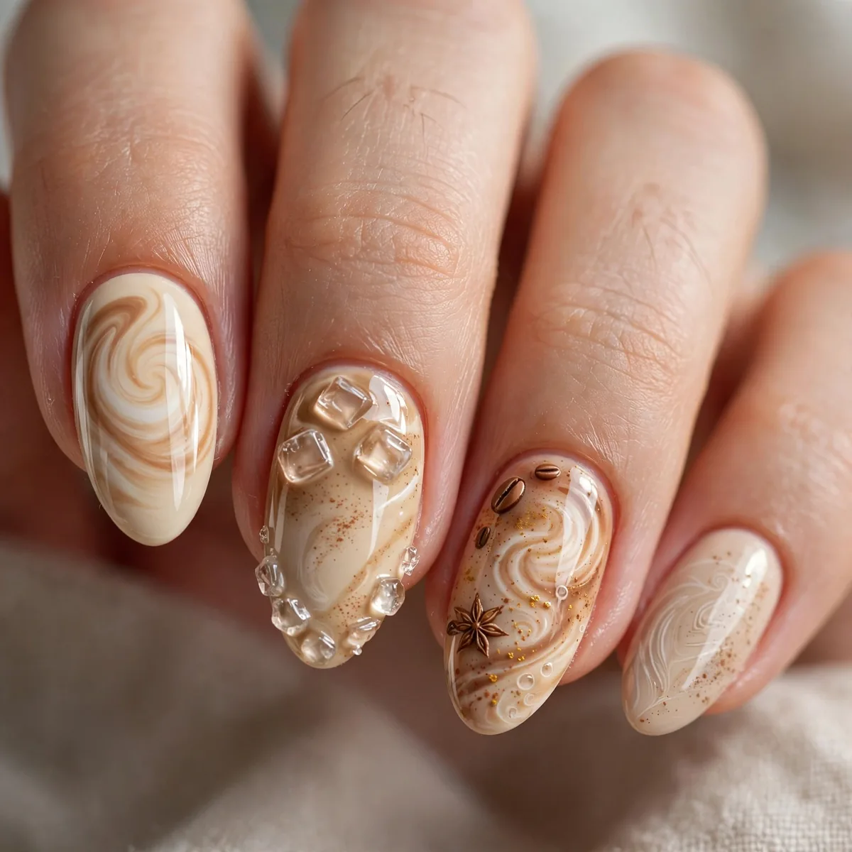 Iced latte spice nail design