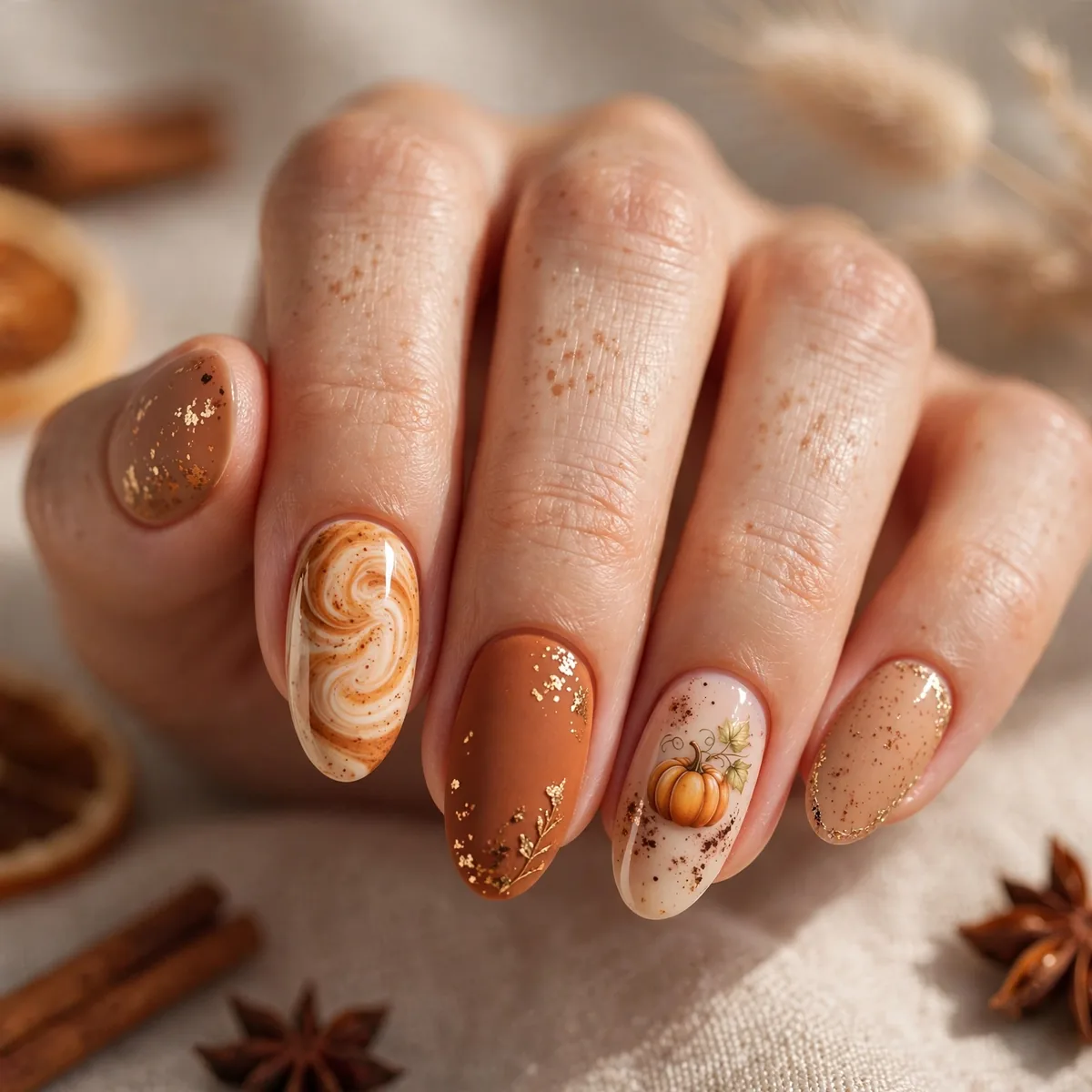 Curated pumpkin spice nail collection