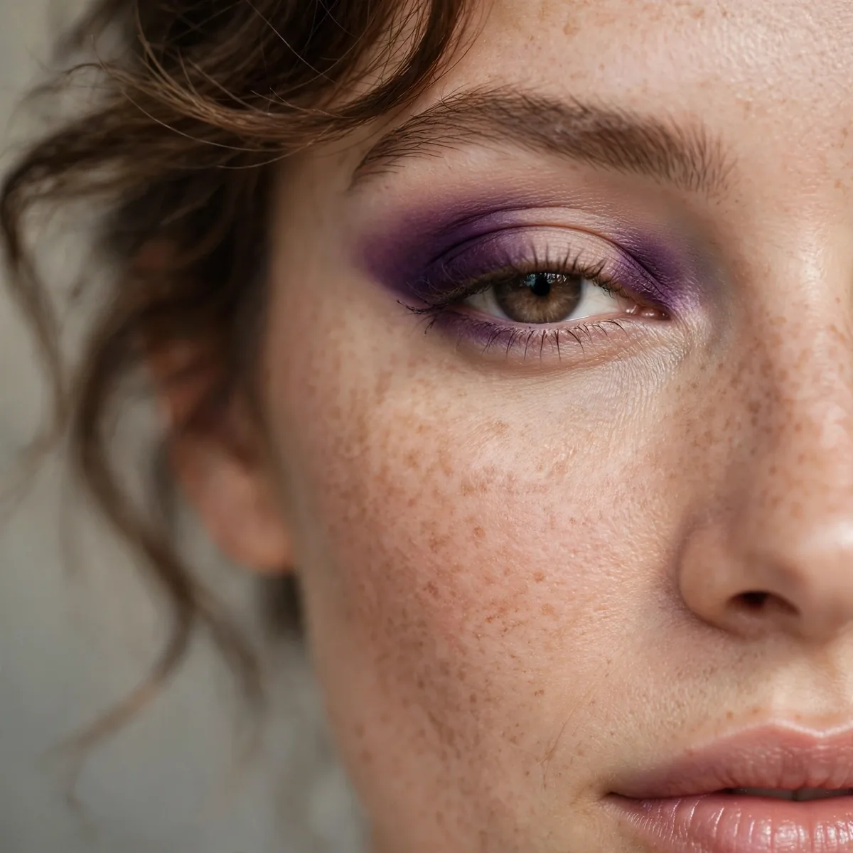 Eggplant purple in eyeshadow crease