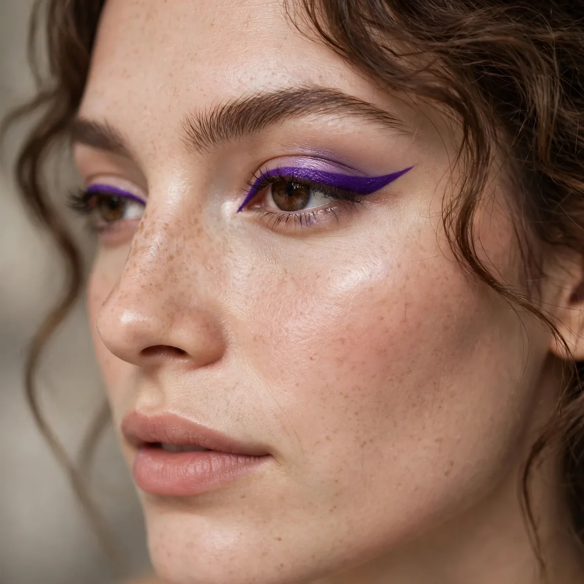 Purple eyeliner makeup look
