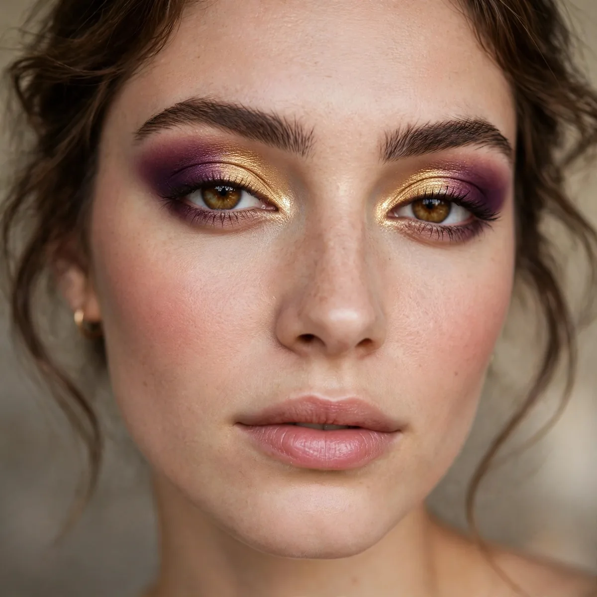 Plum and gold duo eyeshadow look