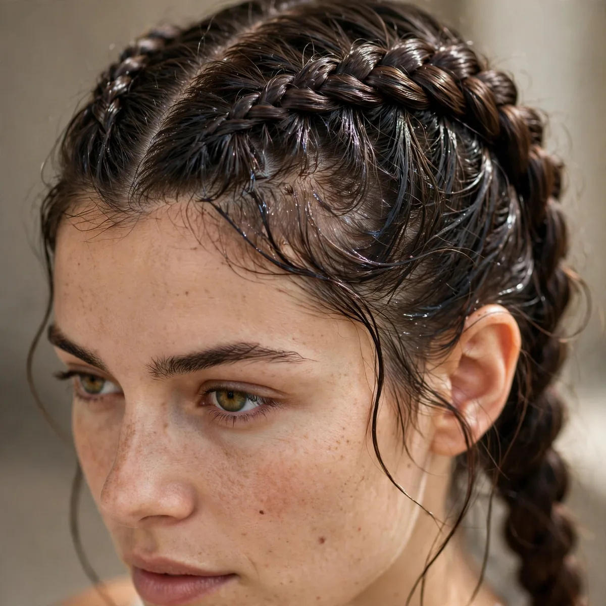 Double Dutch braids on greasy hair