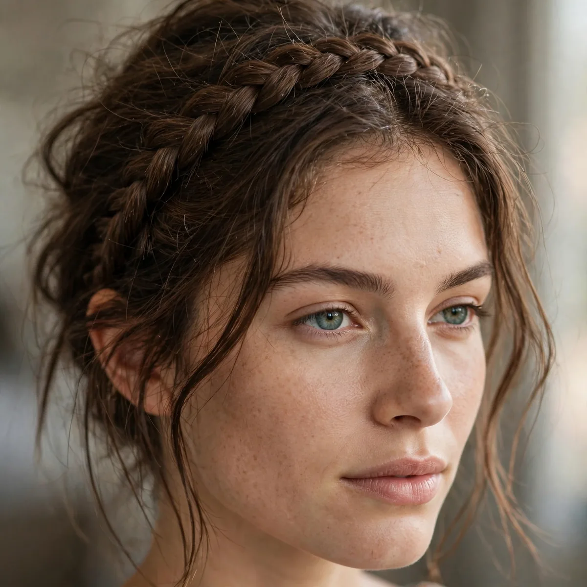 Braided headband on unwashed hair
