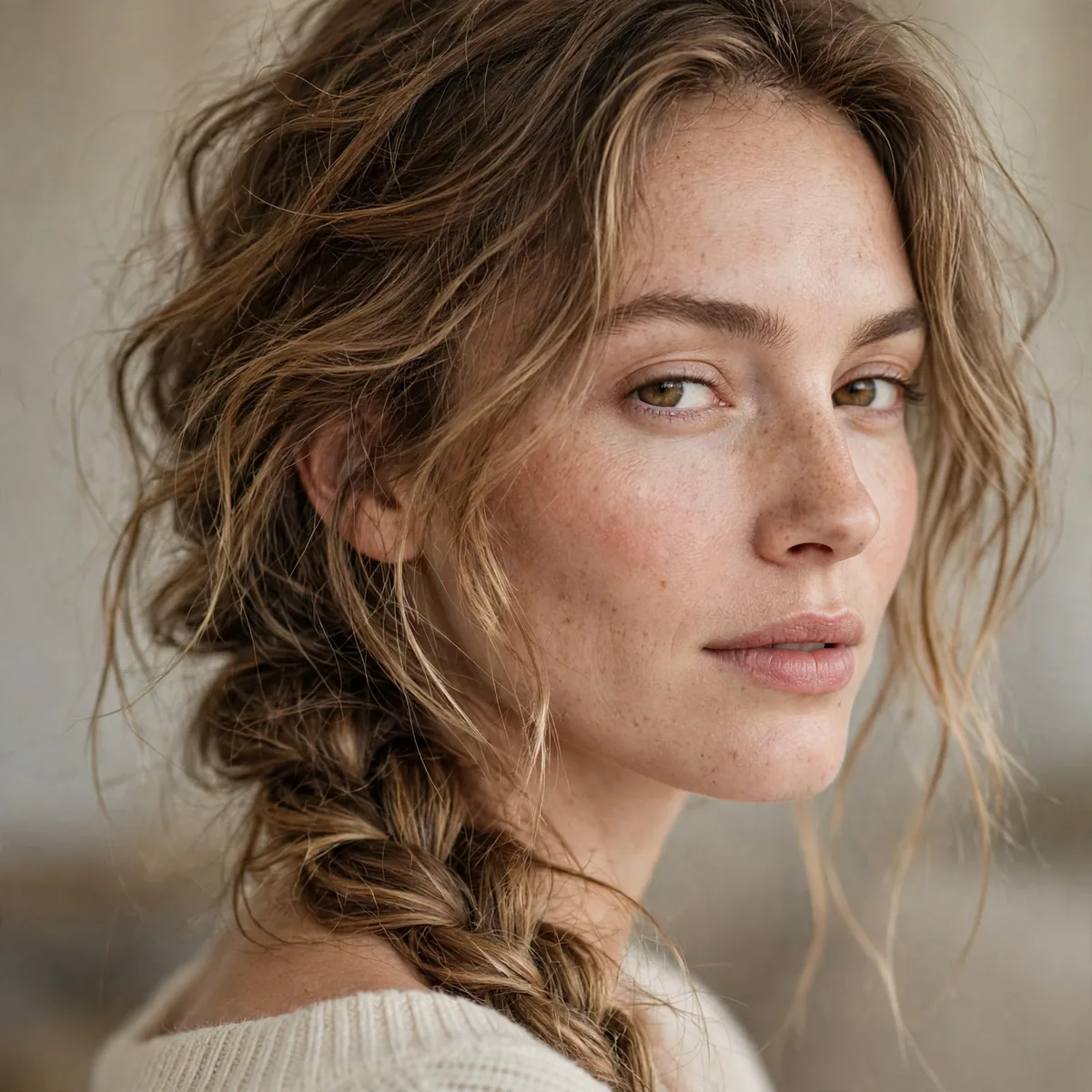 Loose side braid on second-day hair