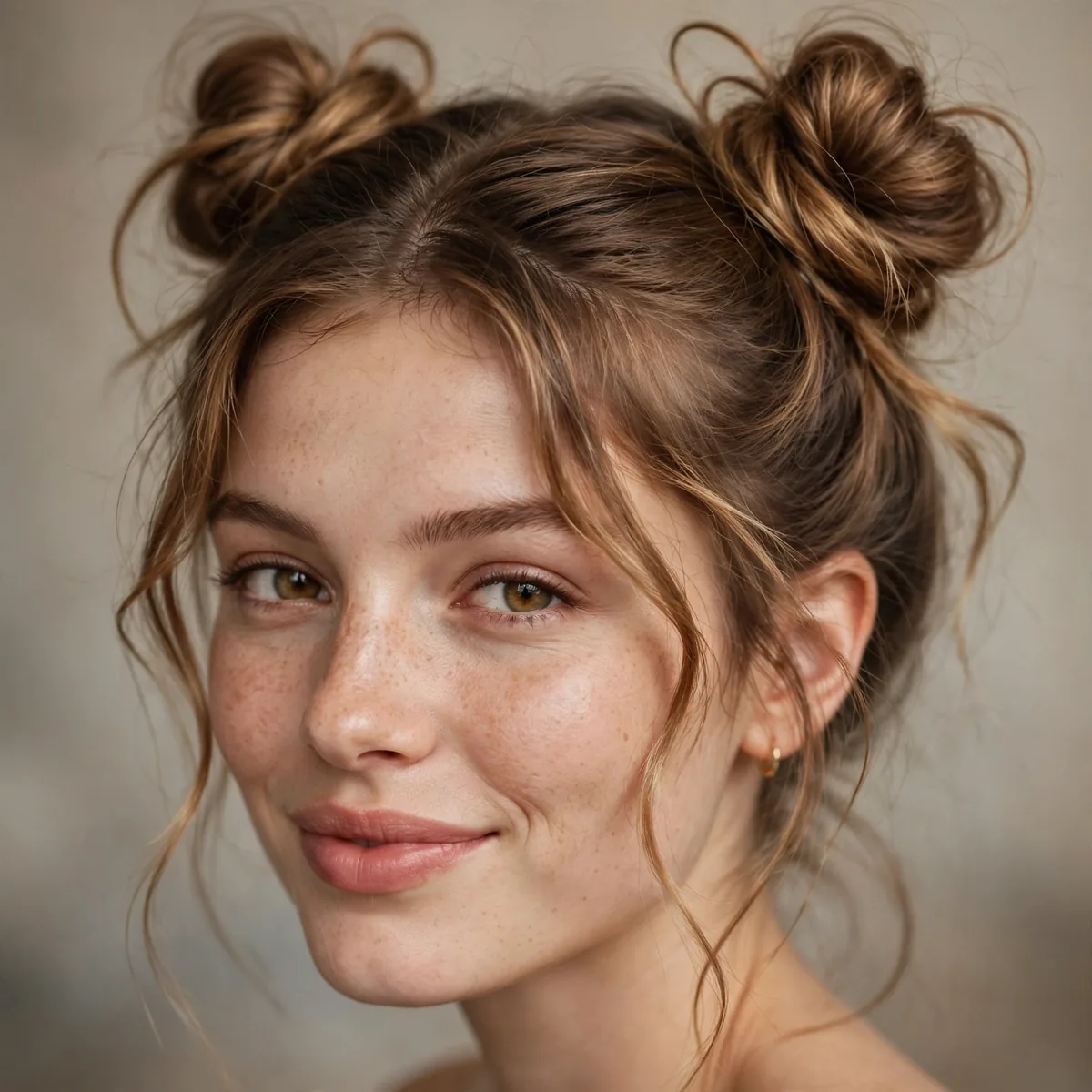 Two playful space buns
