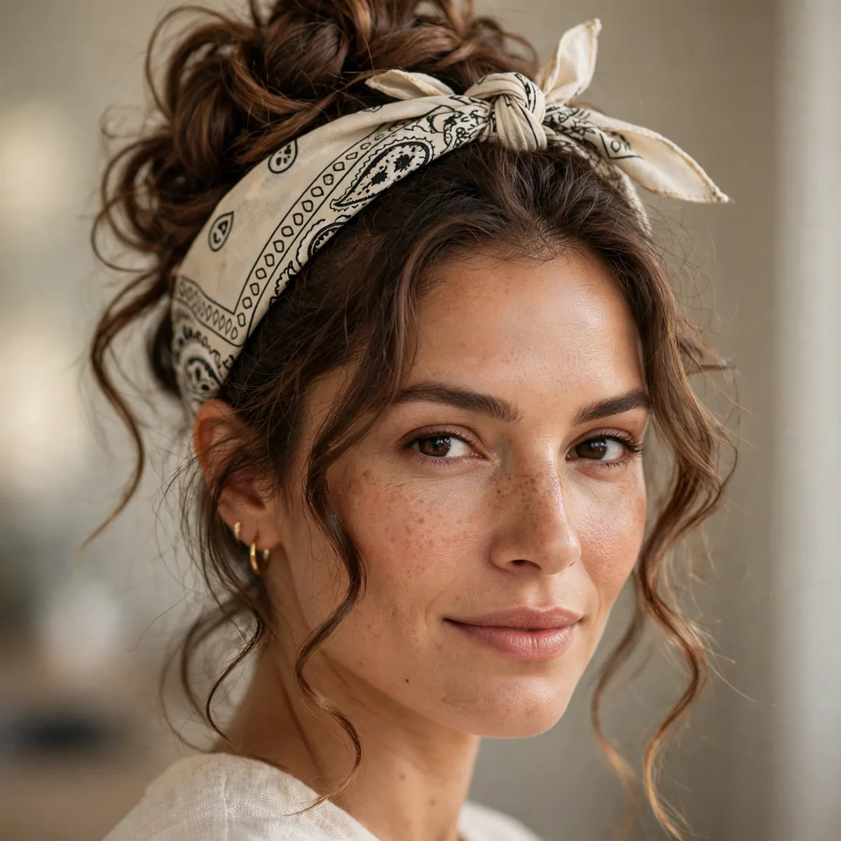 Bandana tied around an updo