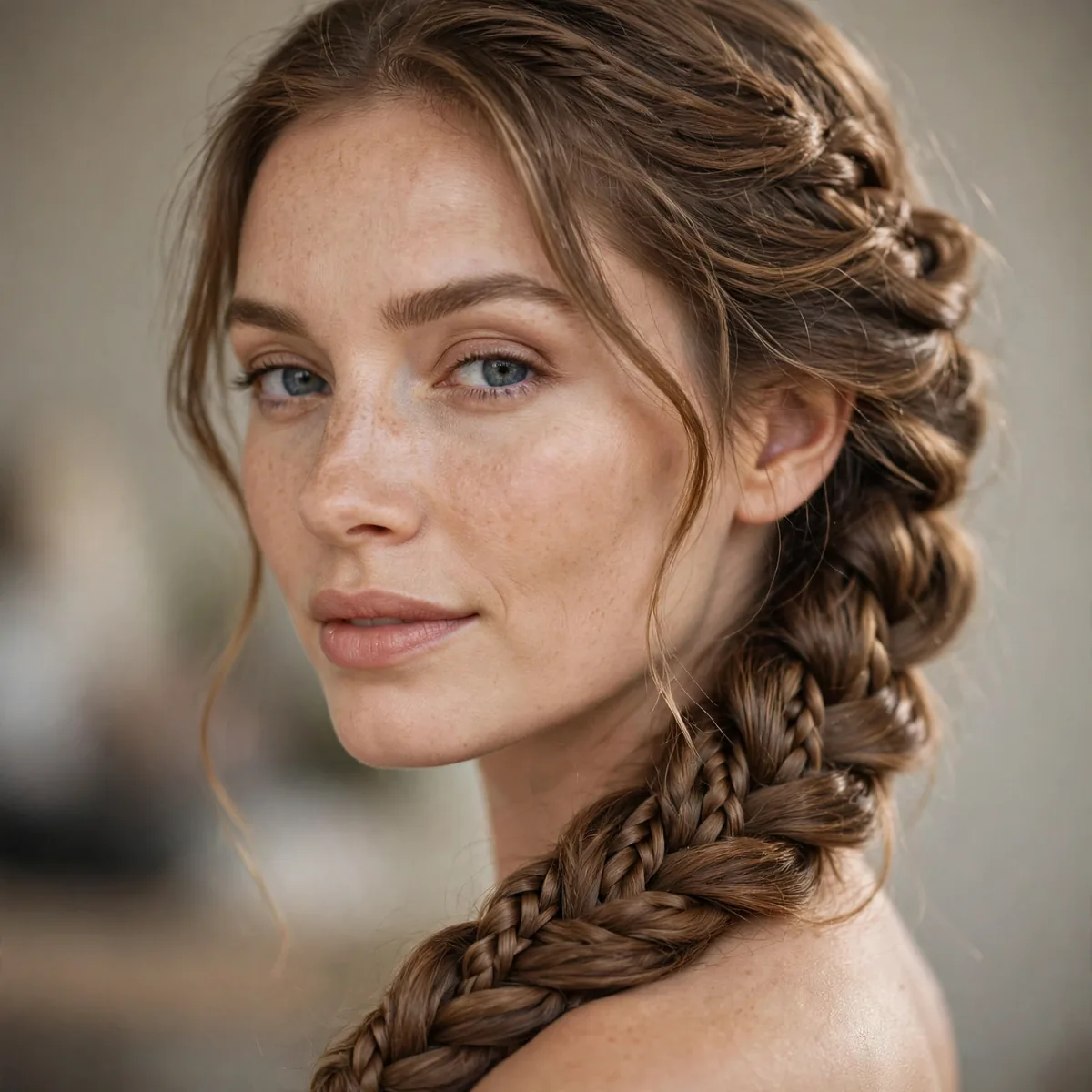 Fishtail braid swept to the side