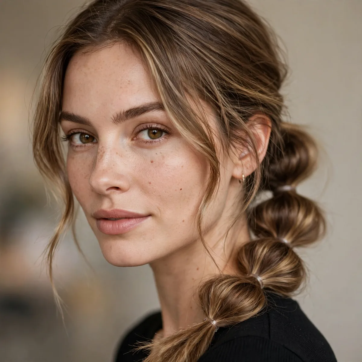 Low bubble ponytail