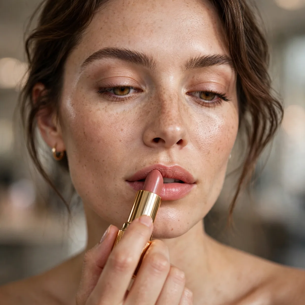 Reapplying lipstick midday