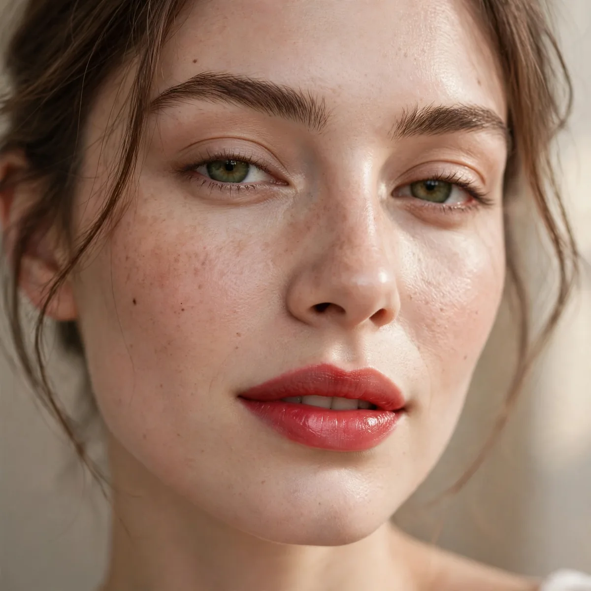 Sheer red lipstick wash