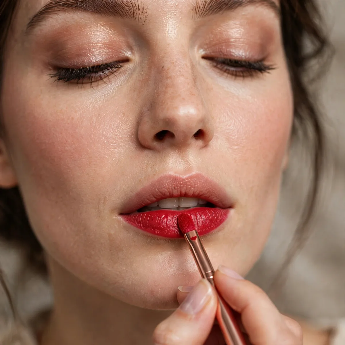 Red lipstick application technique