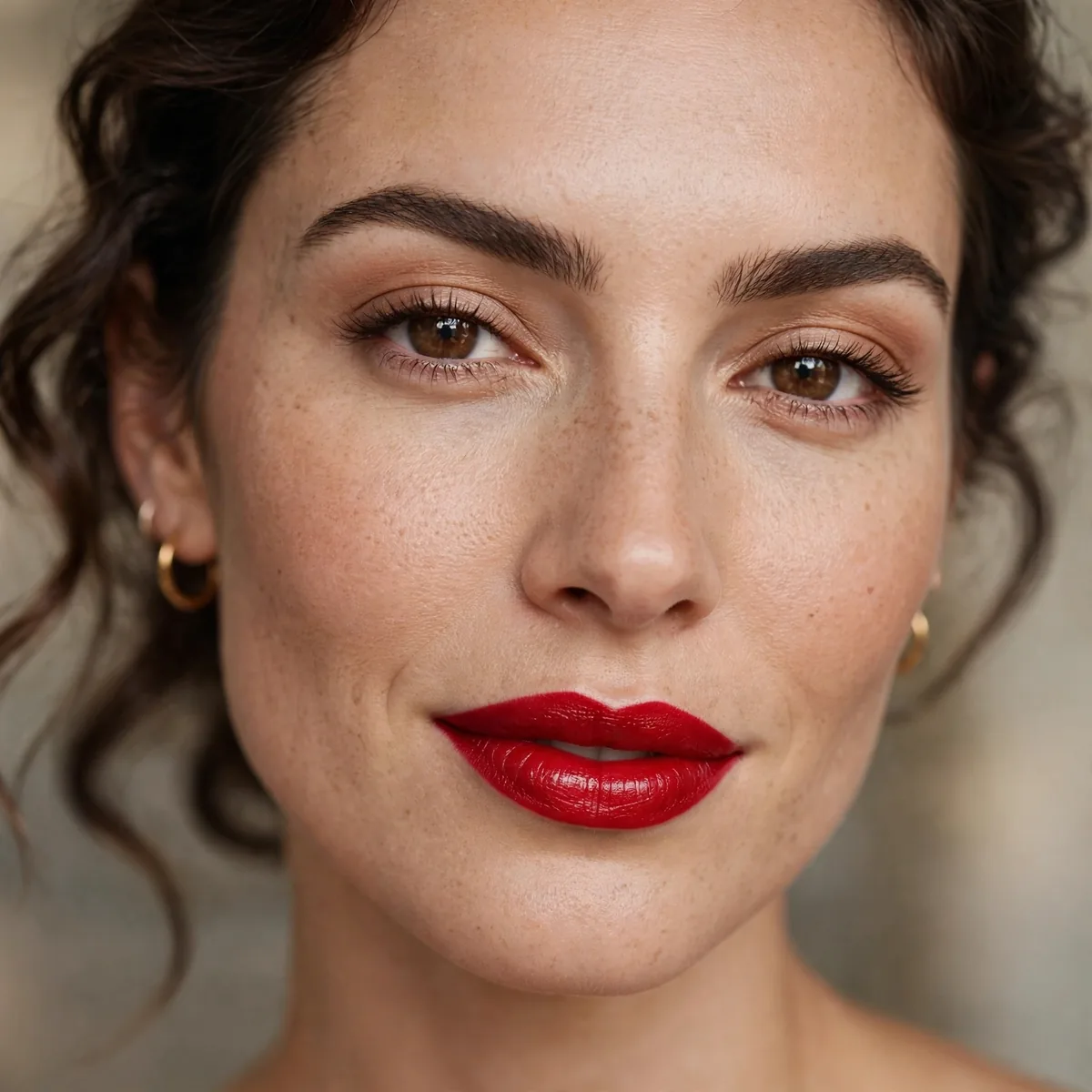 Confident red lipstick wear