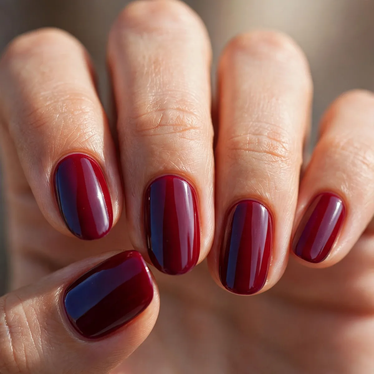 Blue based red nails