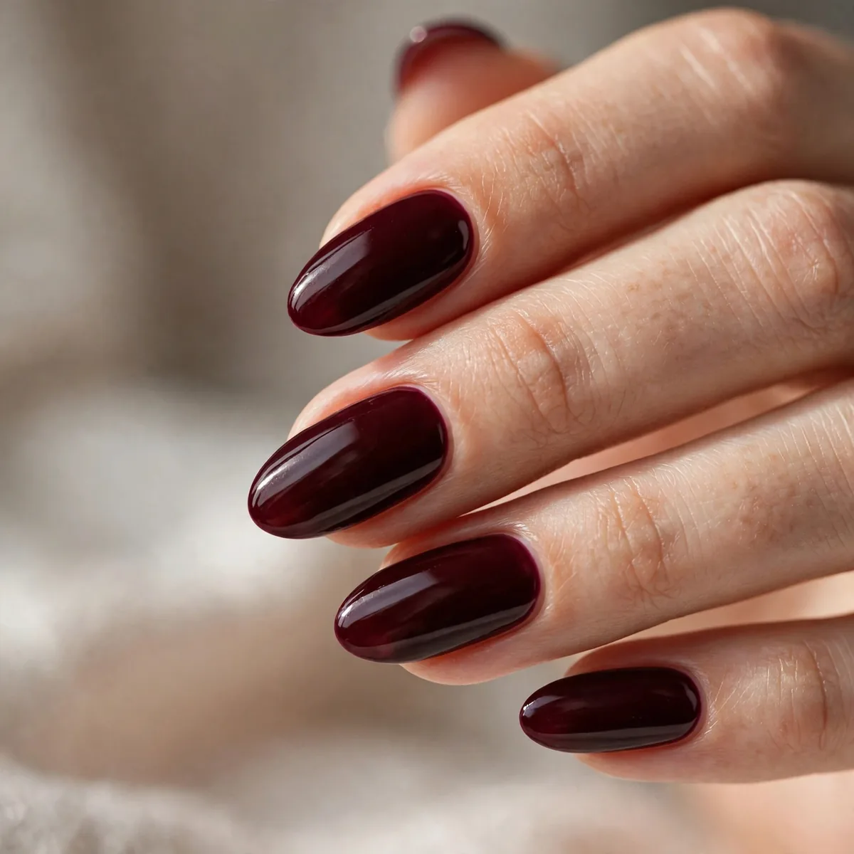 Deep oxblood wine nails