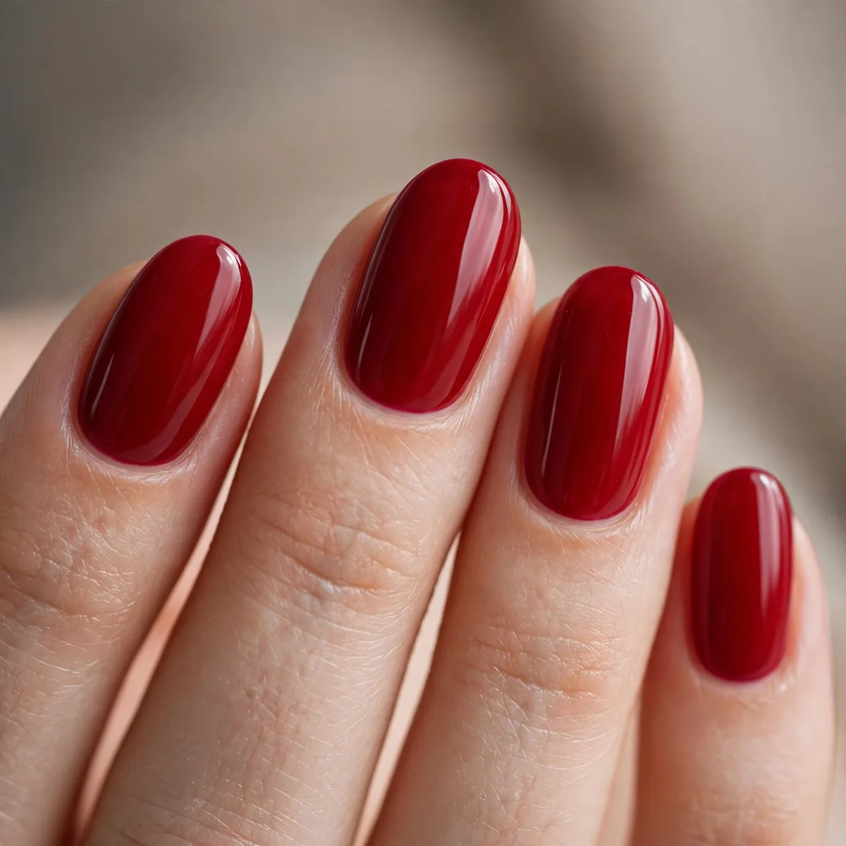 Cherry red glossy nails