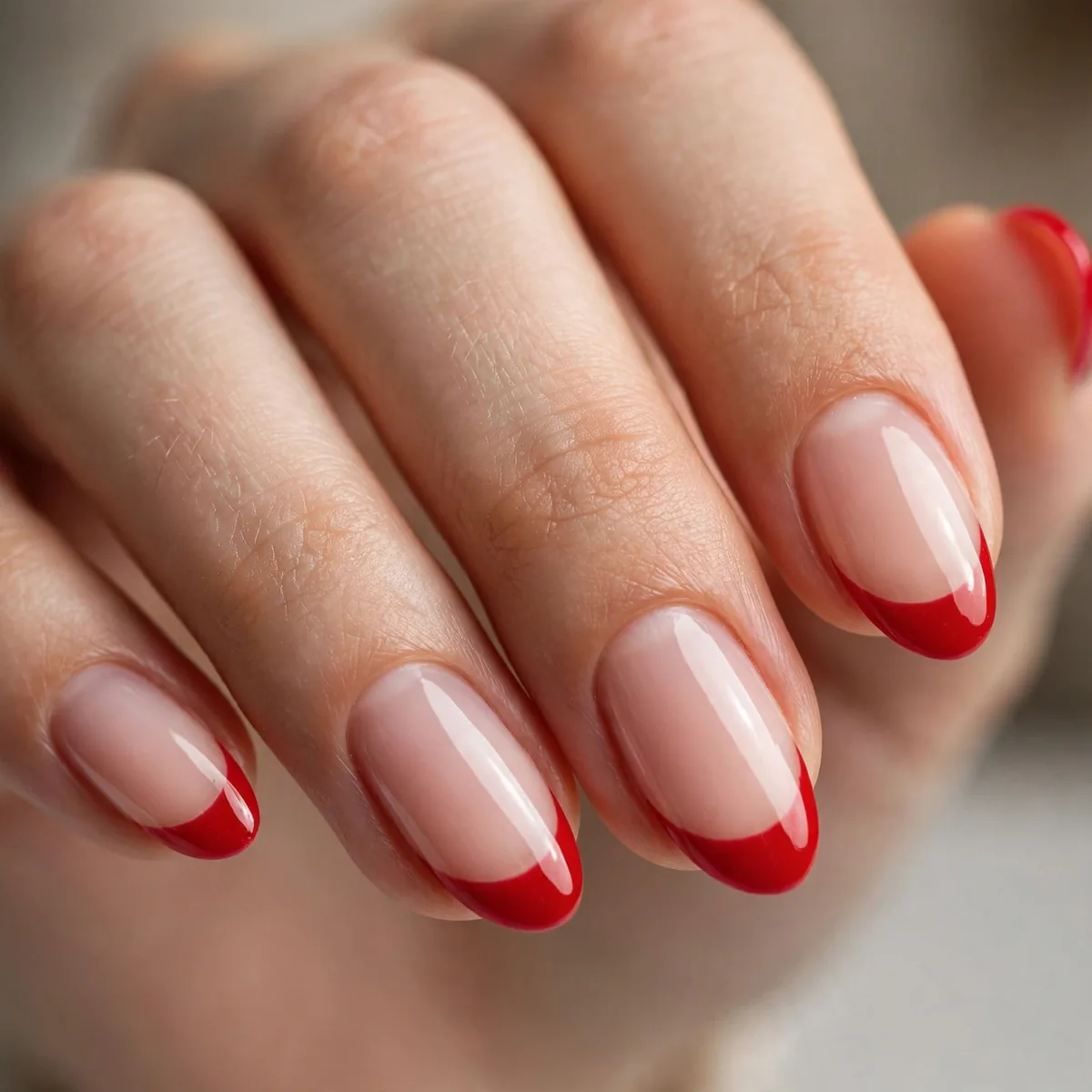 Red French tip nails