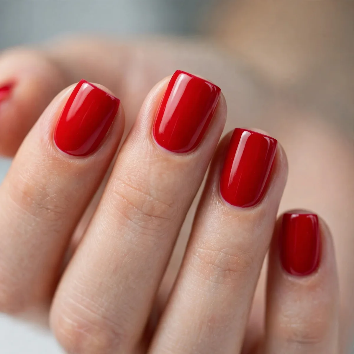 Short red square nails