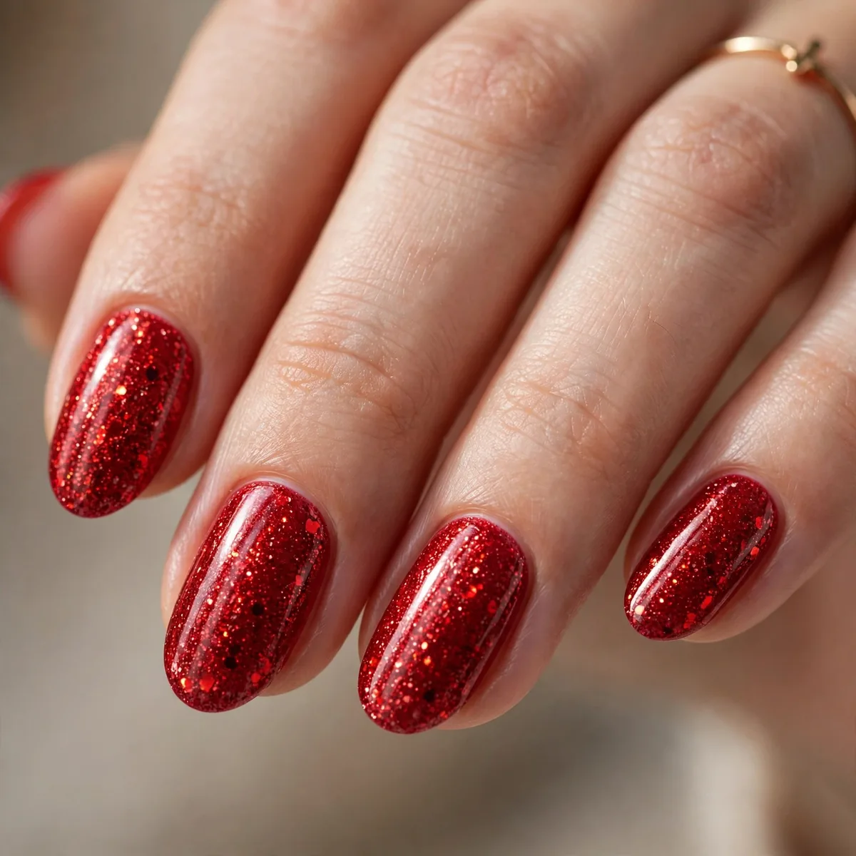 Red glitter nail polish