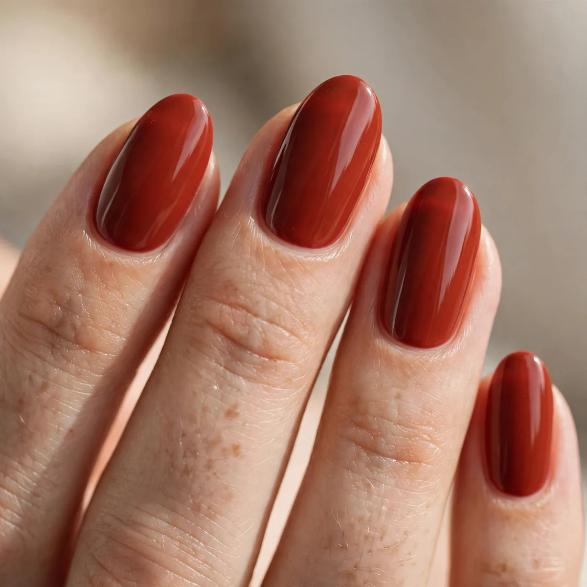 Brick red earthy nails
