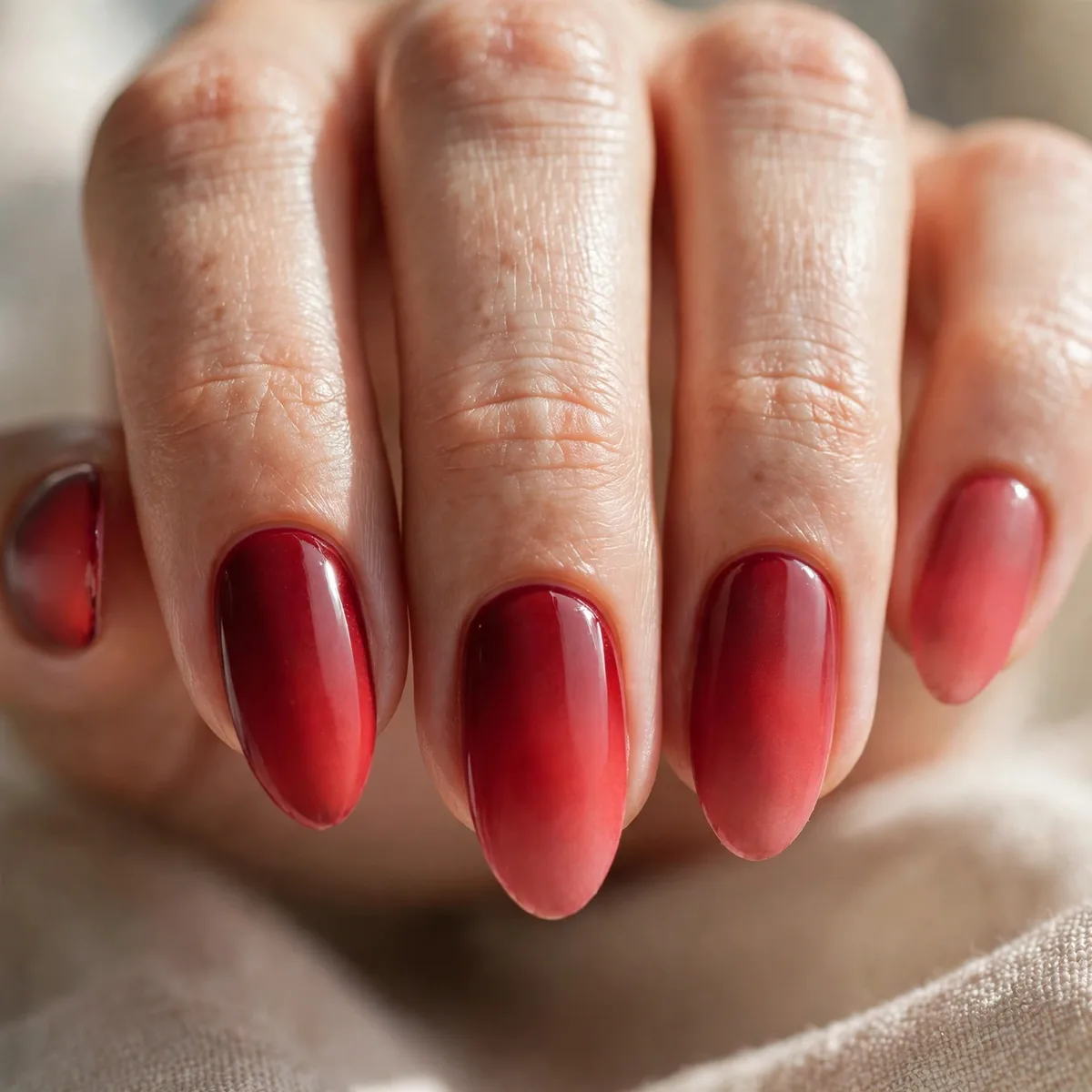 Red ombre gradient nails