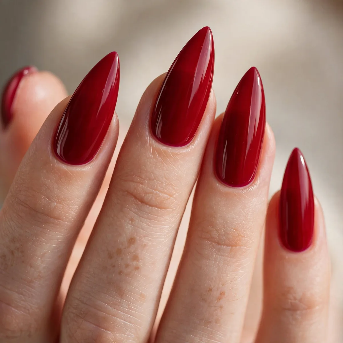 Crimson red stiletto nails