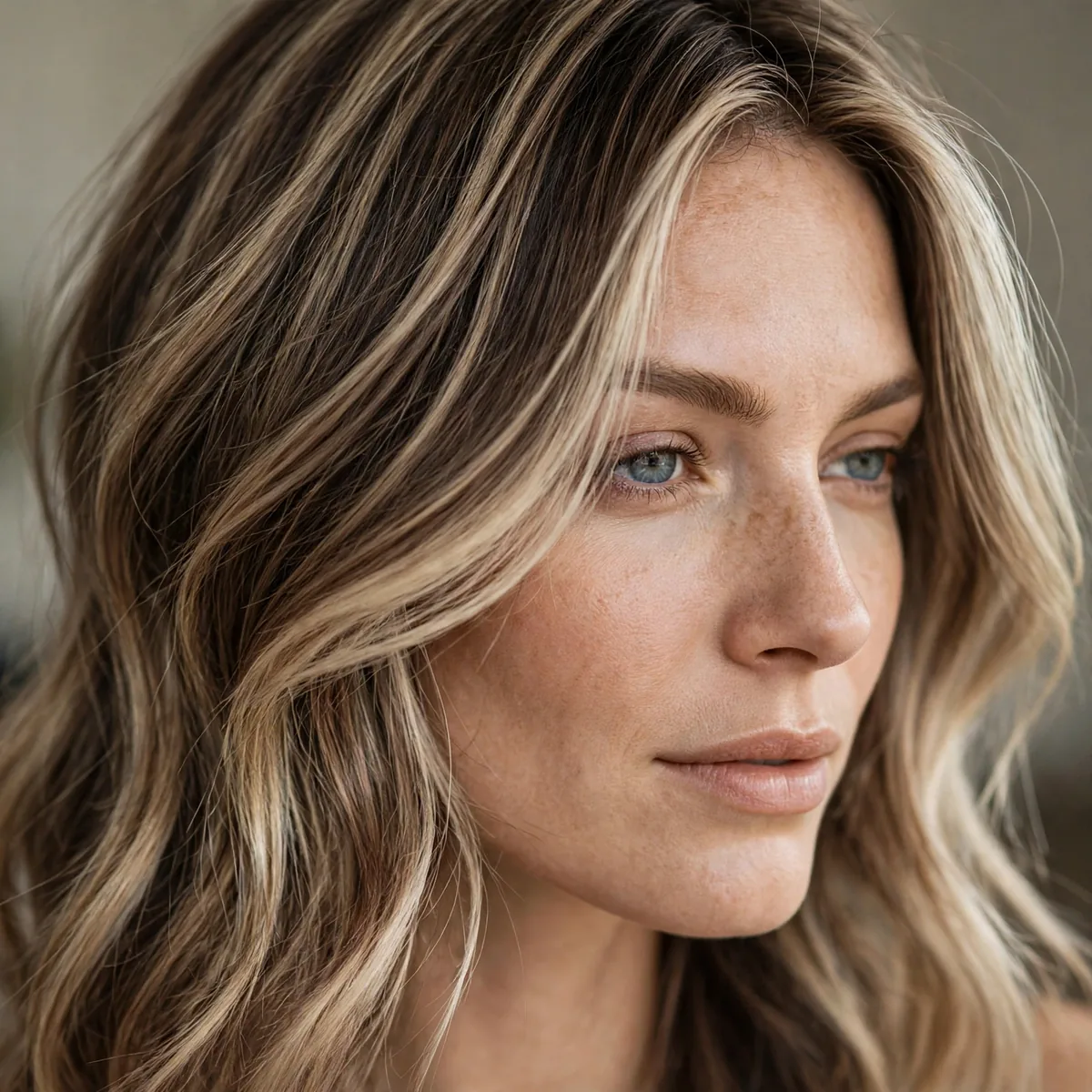 Brunette lowlights over blonde hair