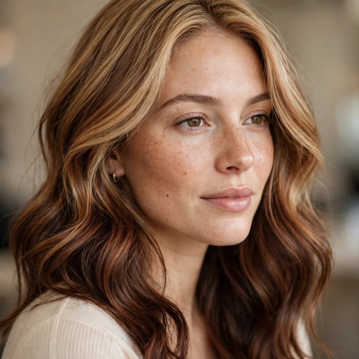 Warm cocoa reverse balayage