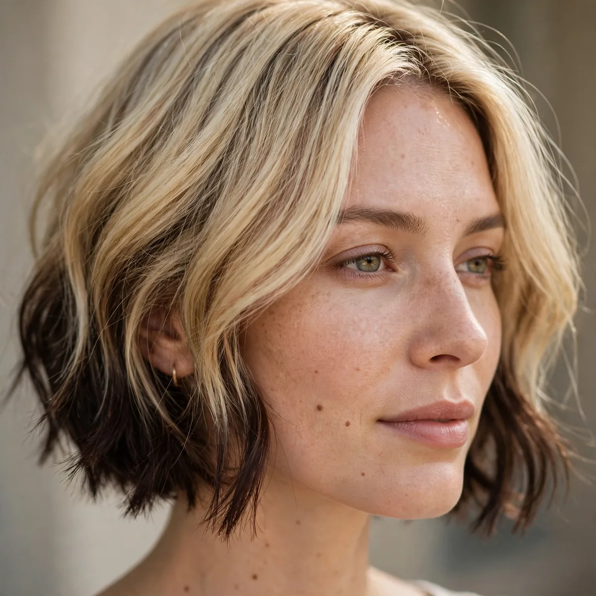 Reverse balayage on short bob