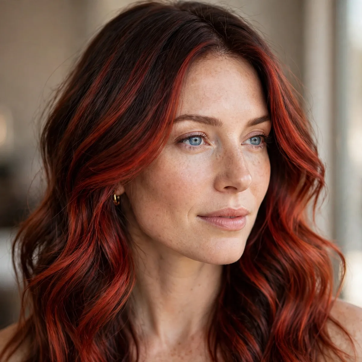 Reverse balayage adding depth to red hair