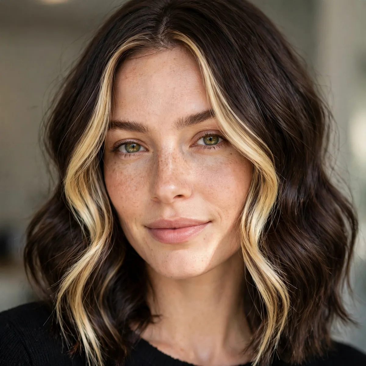 Reverse balayage keeping bright face frame