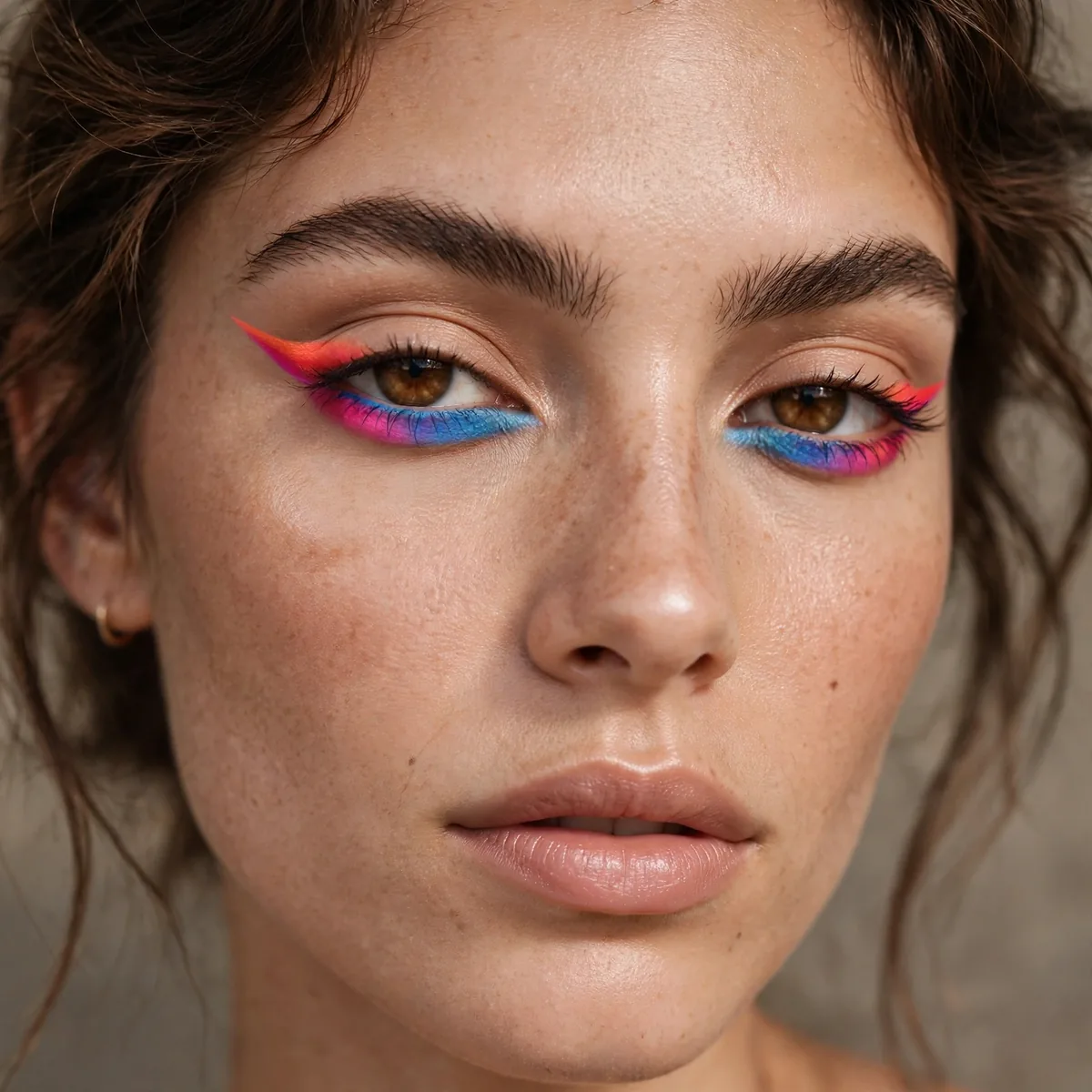 Colored reverse cat eye look