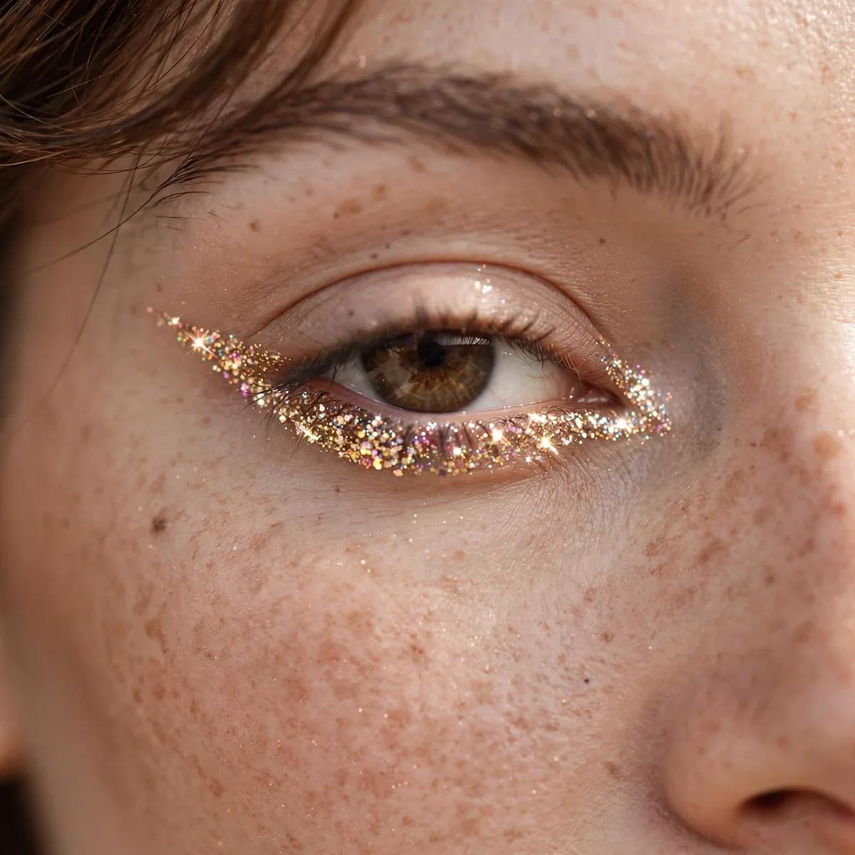 Glitter reverse cat eye detail