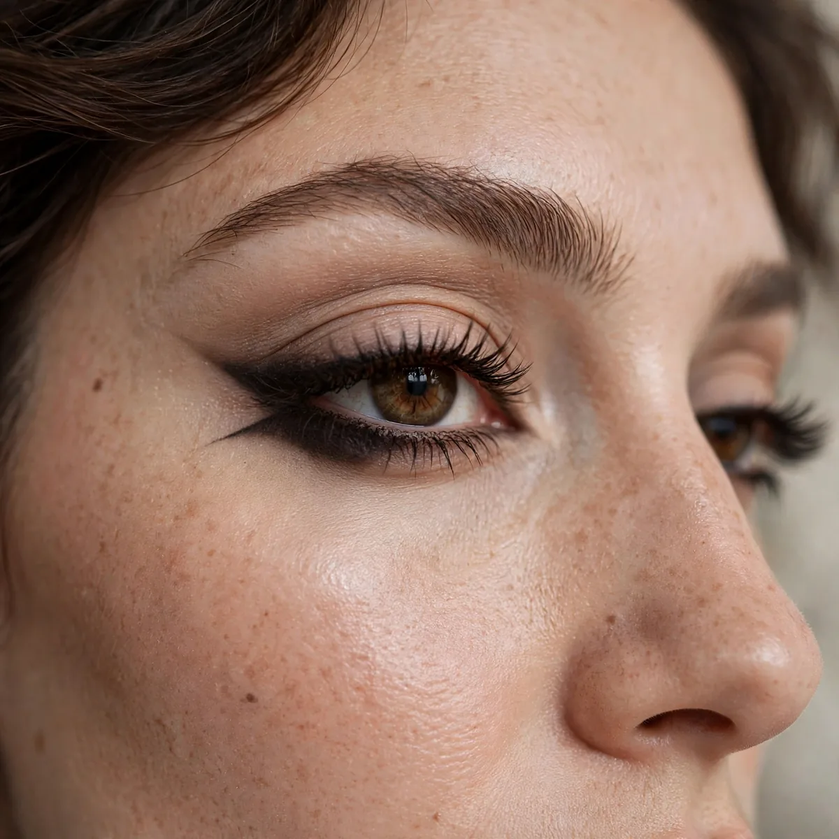 Reverse cat eye on hooded eyes