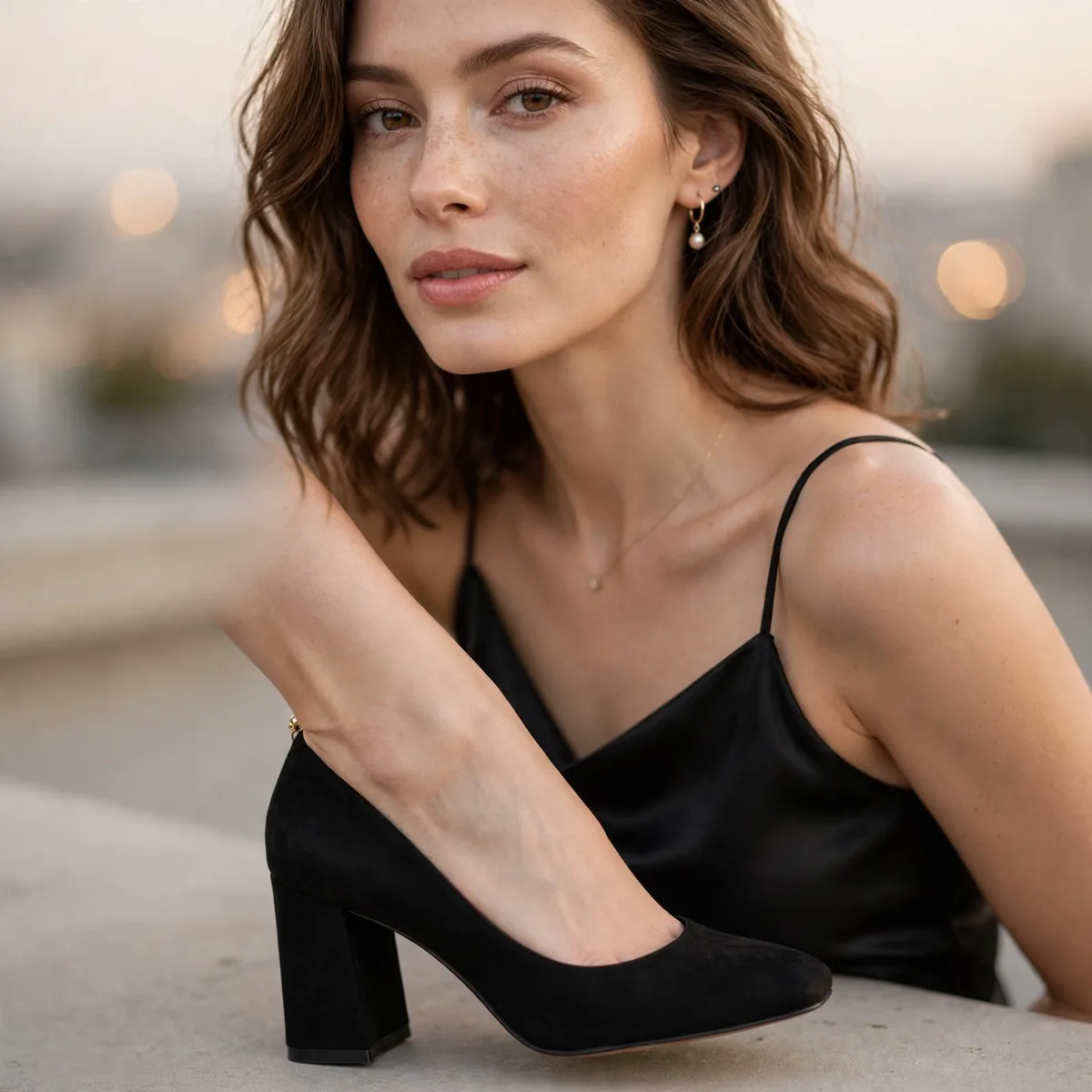 Block heels for rooftop party
