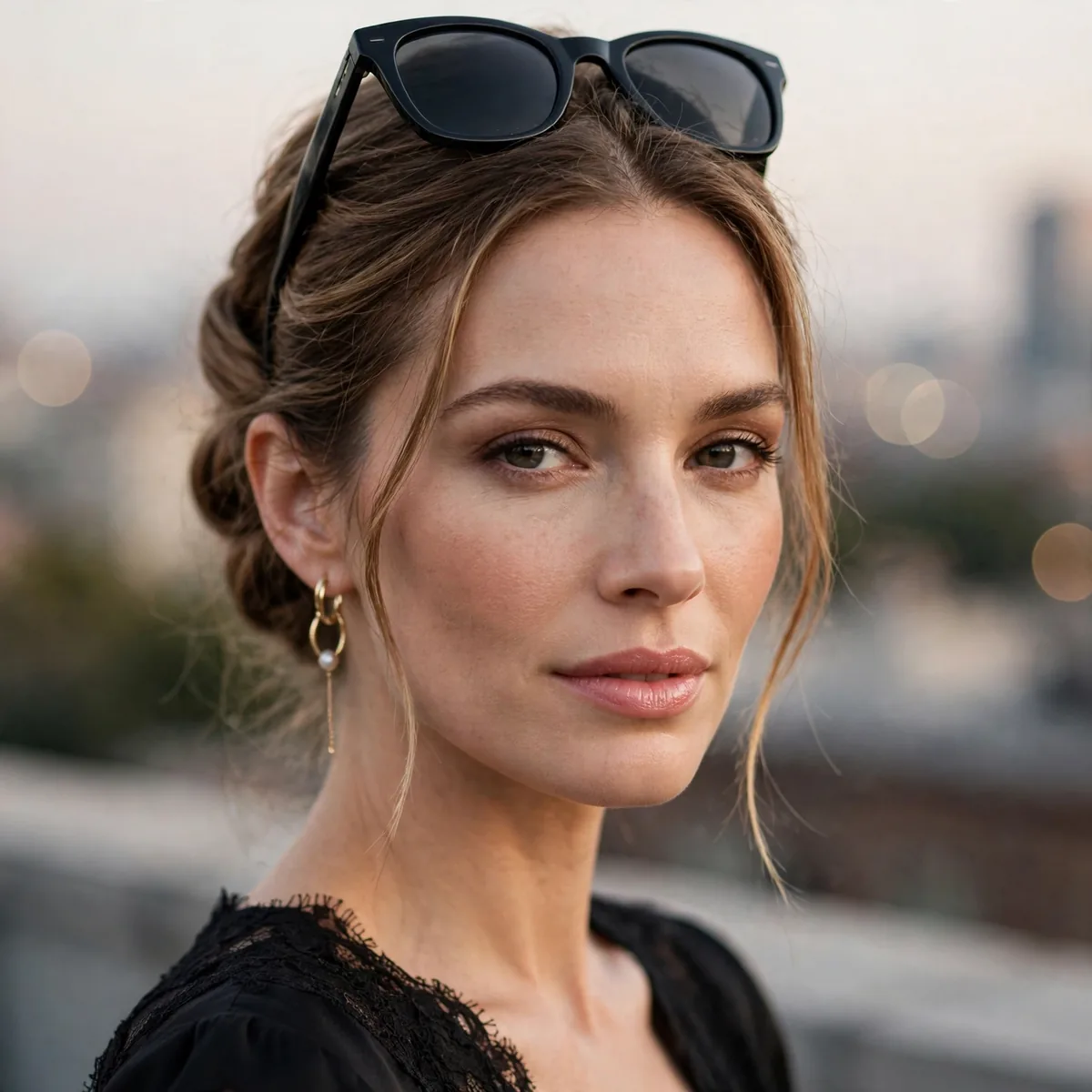 Sunglasses rooftop party look