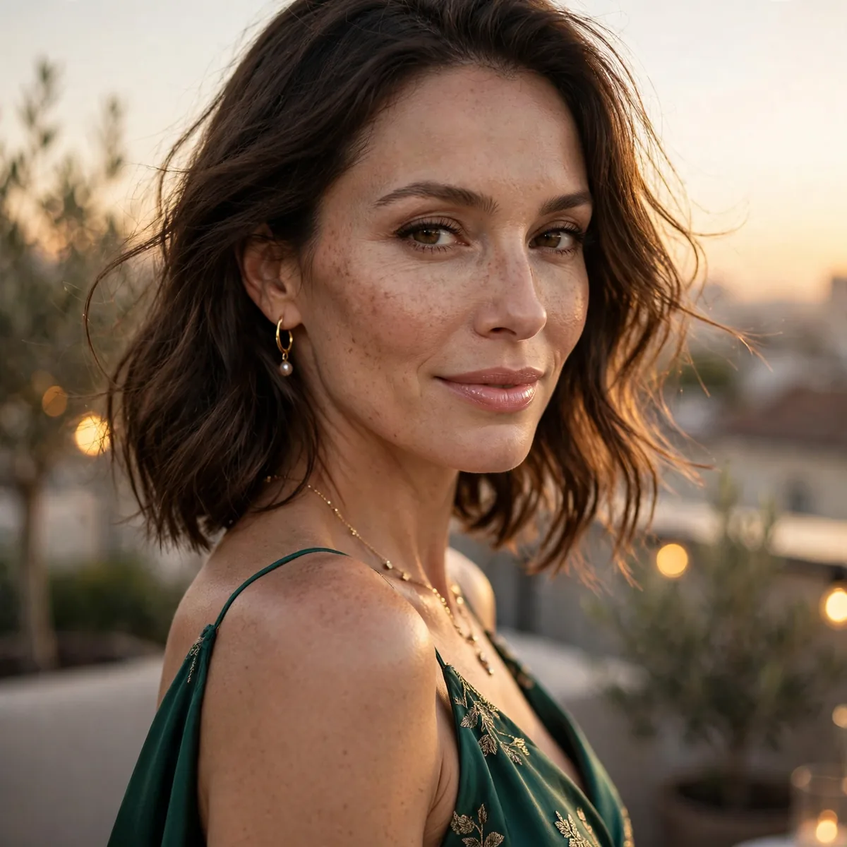 Maxi dress rooftop party sunset