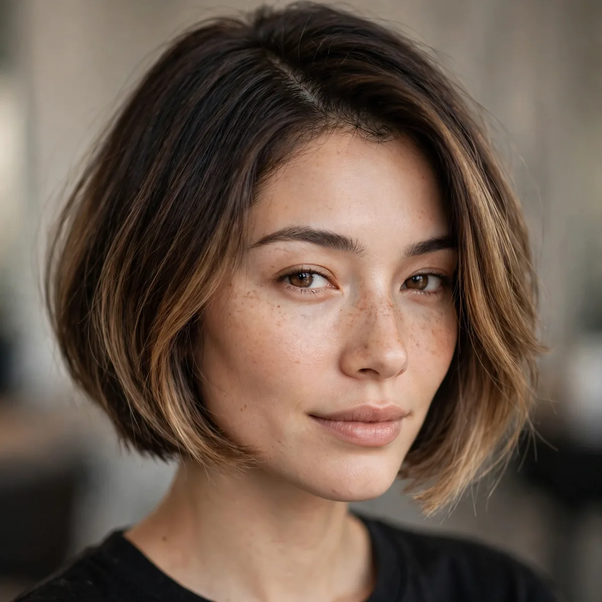 Root melt on short bob haircut