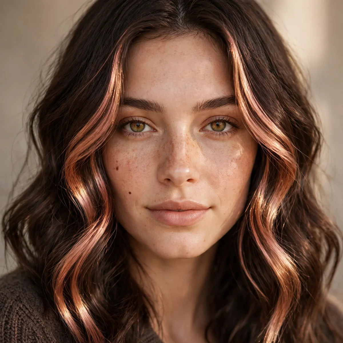 Rose gold money piece highlights