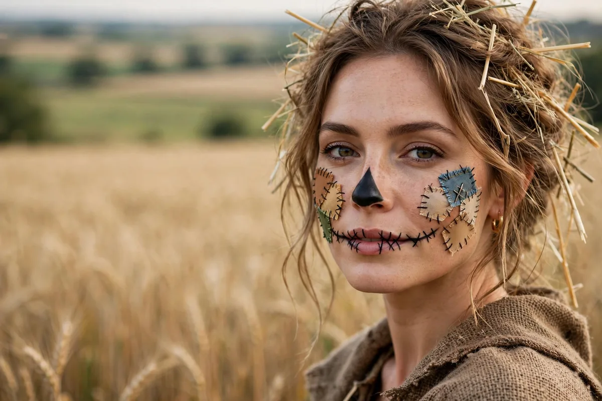 20 Scarecrow Makeup Ideas for Halloween That Look Adorably Spooky
