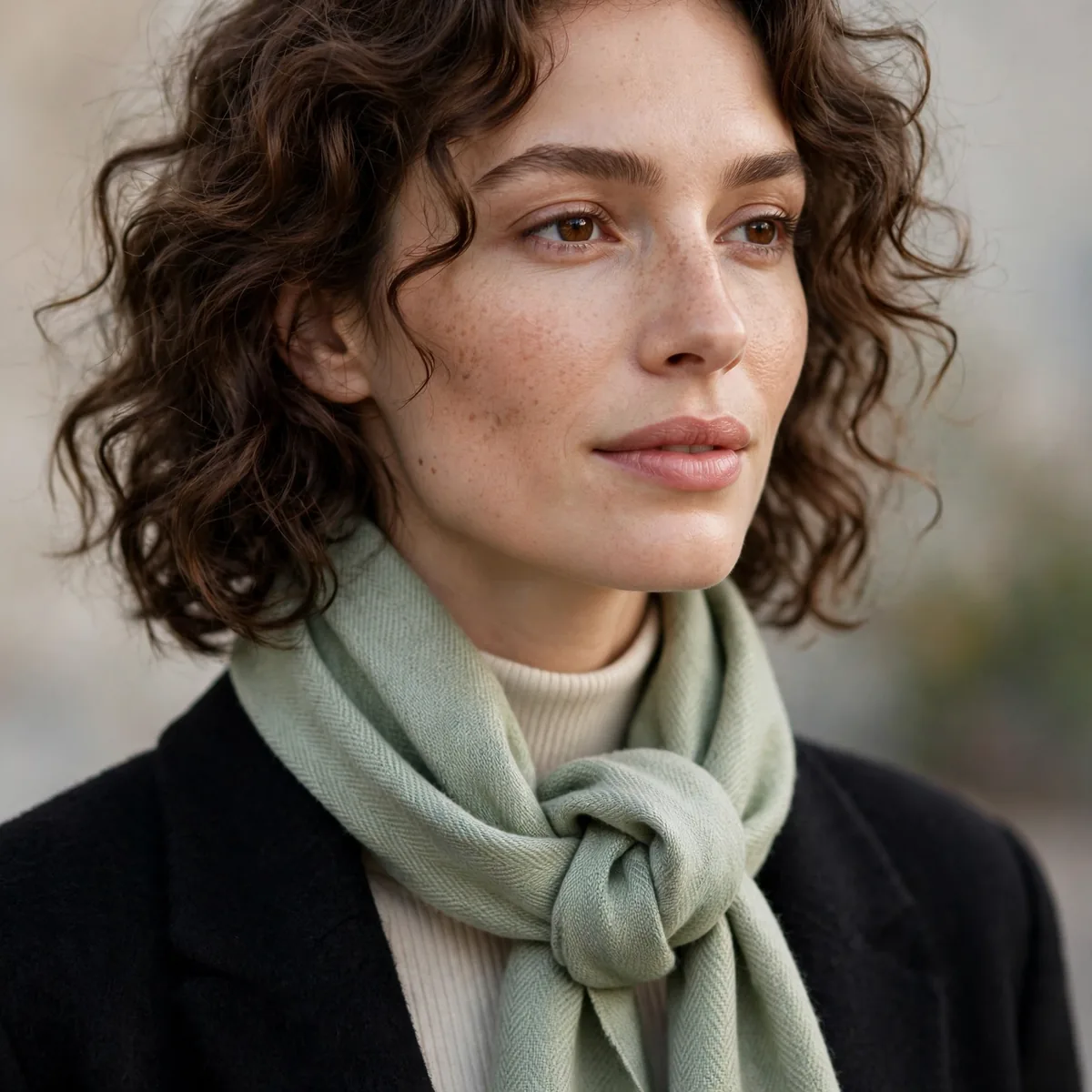Scarf looped through itself