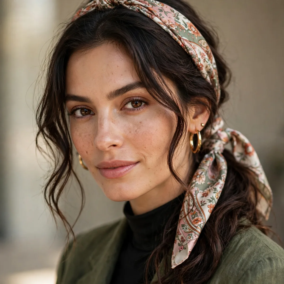 Scarf tied in hair