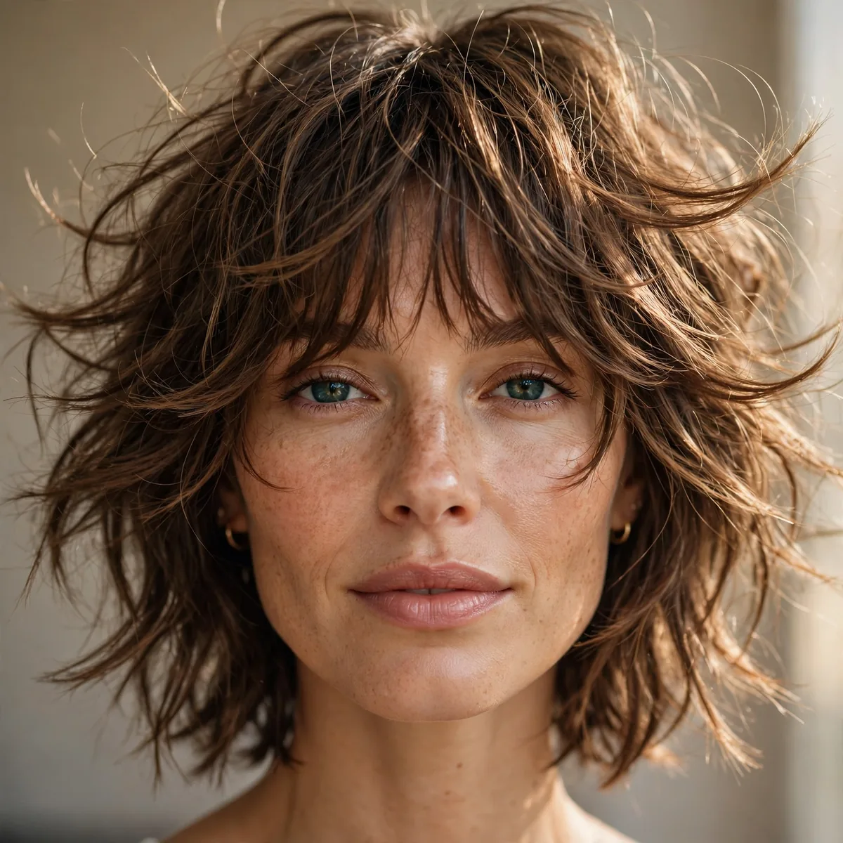 Razor-cut shag with wispy ends and movement
